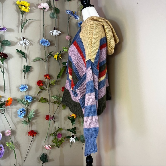 Colorful Striped Sweater with Hood, Maronie - Picture 3 of 6